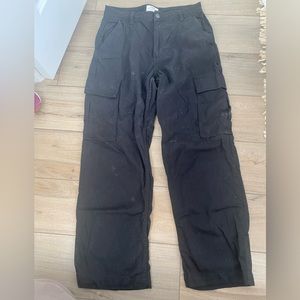 Black wide leg cargo pants